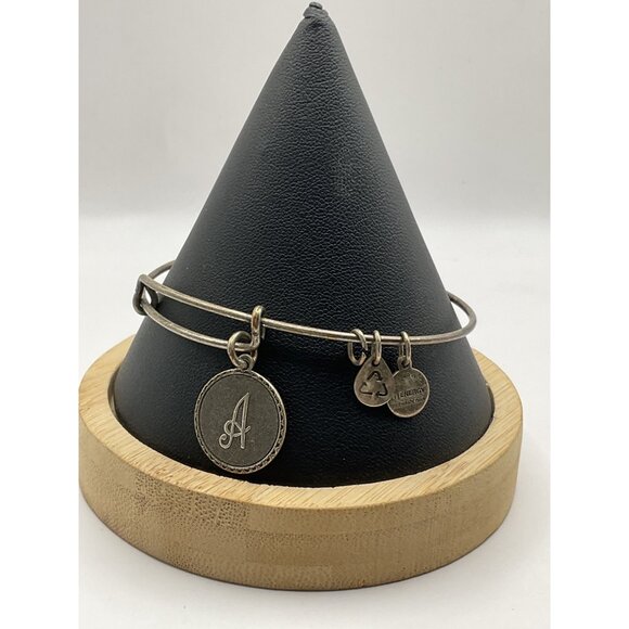 Alex And Ani Initial "A" Silver-Tone Charm Bracelet Adjustable Fit Pre-Owned - Picture 1 of 4
